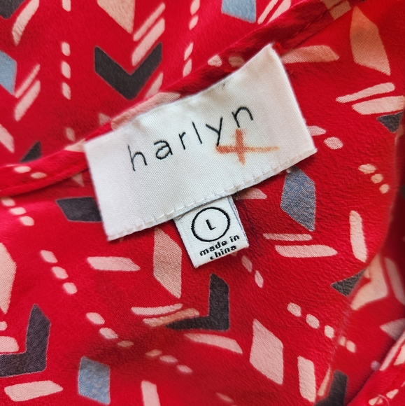 Harlyn Silk Red Mini Dress Boho Western Cowgirl Aztec Print Pretty Cute Large - Picture 11 of 17